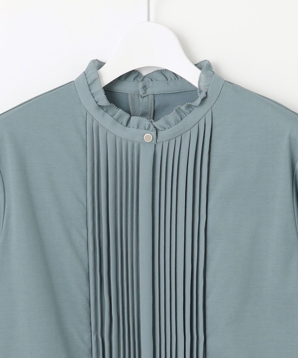 J.PRESS LADIES L プレーティングジャージー フリルネック カットソー 