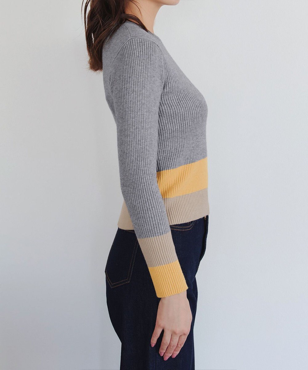 Tiaclasse 【洗える】マルチ配色ニットトップス 