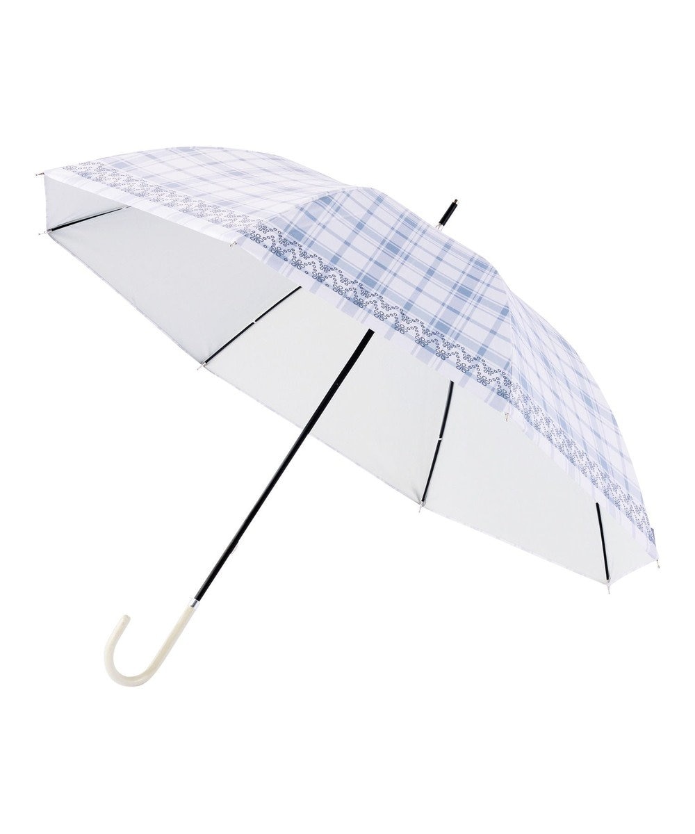 MOONBAT estaa 晴雨兼用 長傘 チェック 日傘 遮光 遮熱 UV ライトグレー