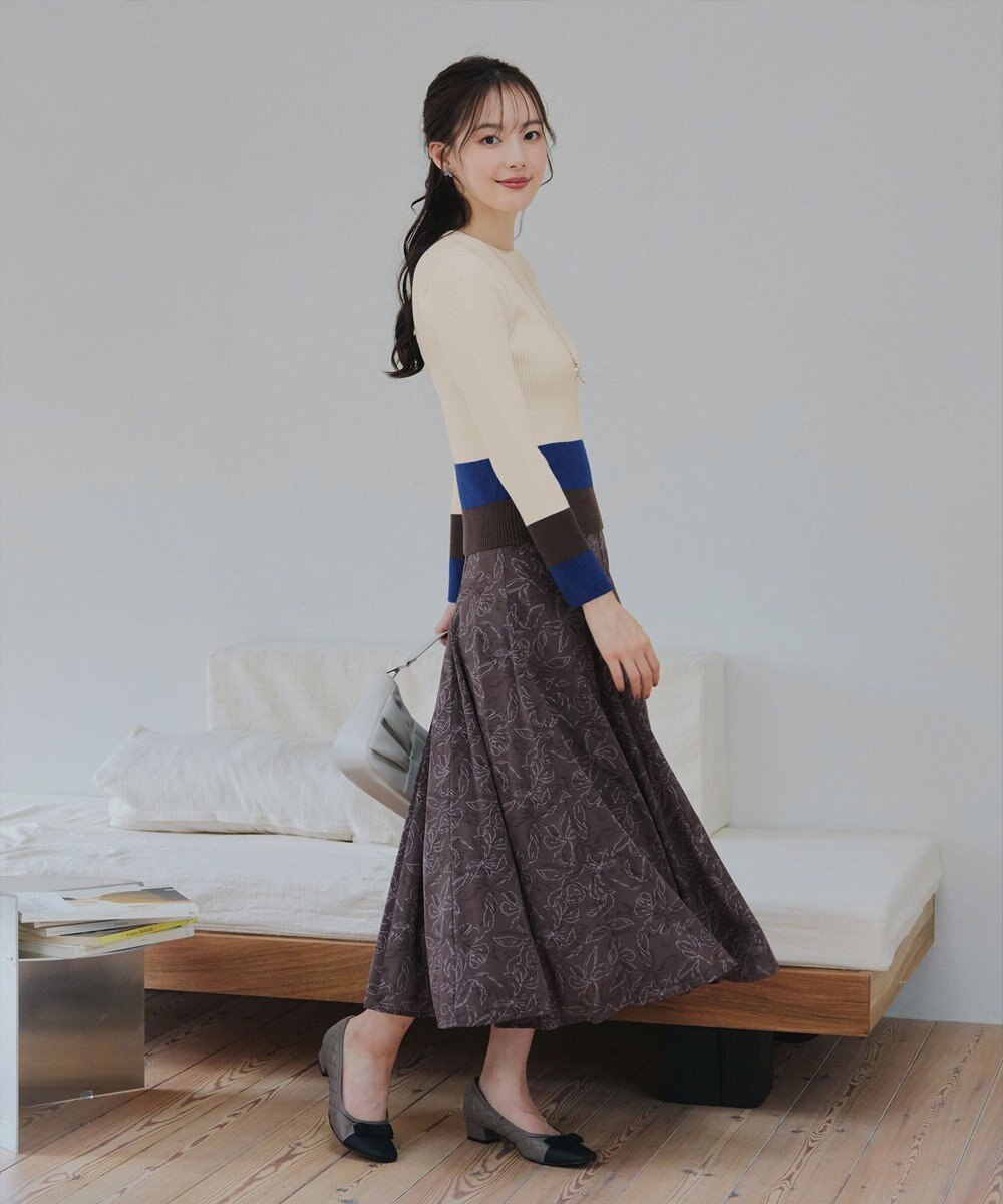 Tiaclasse 【洗える】マルチ配色ニットトップス 