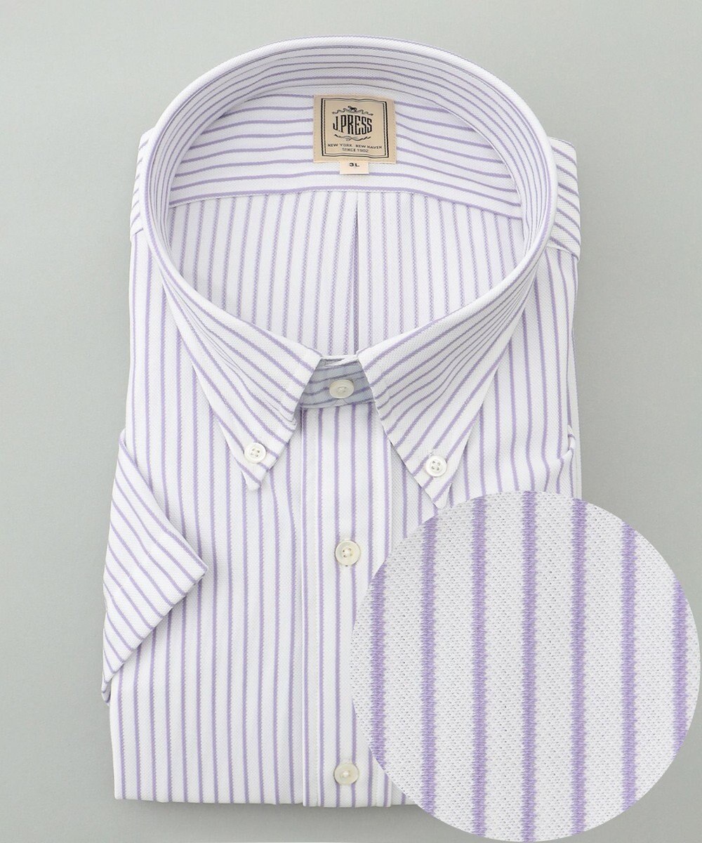 J.PRESS MEN 【KING SIZE】【夏に嬉しい高機能】カノコインレイストライプパッチポケット シャツ/B.D. 