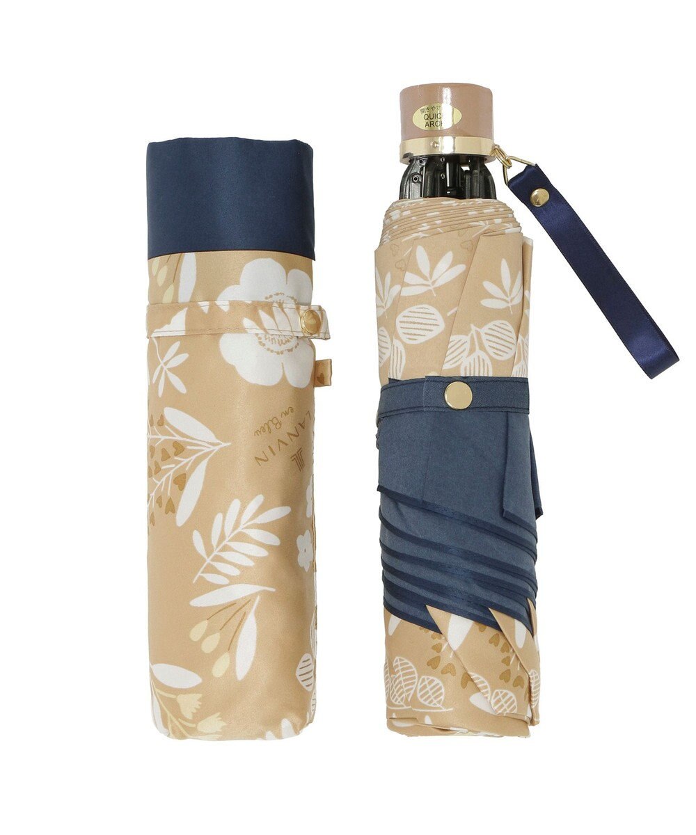 MOONBAT LANVIN en Bleu 折りたたみ傘 バイカラーデイジー サテンプリント 大きめ55cm 