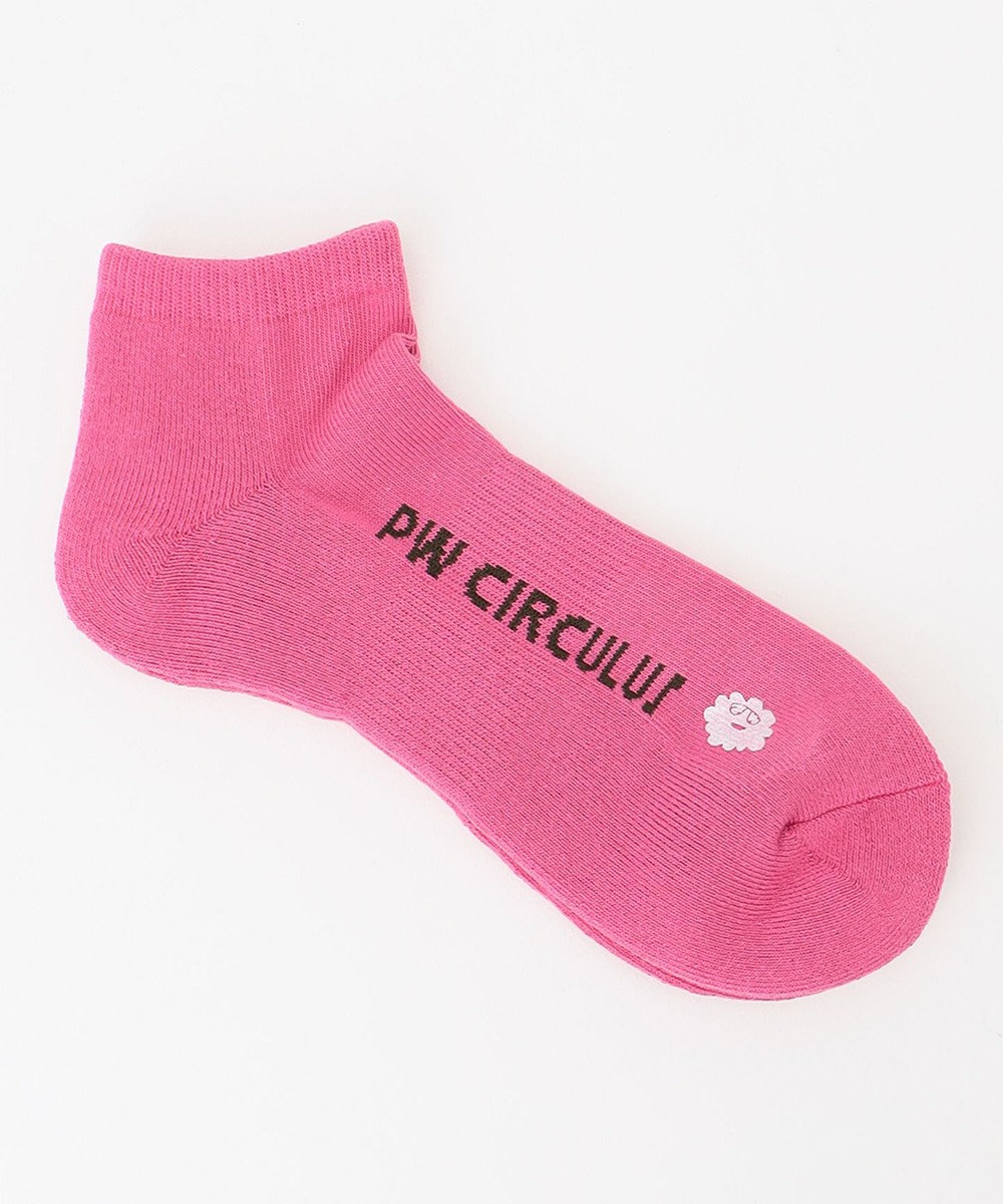 PW CIRCULUS 【MEN】【土踏まずをサポート】ロゴ ショートソックス ピンク系
