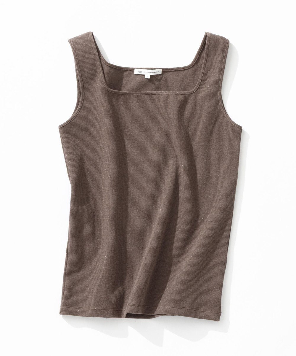 23区 S シャイニーリブ スクエアネック タンクトップ 