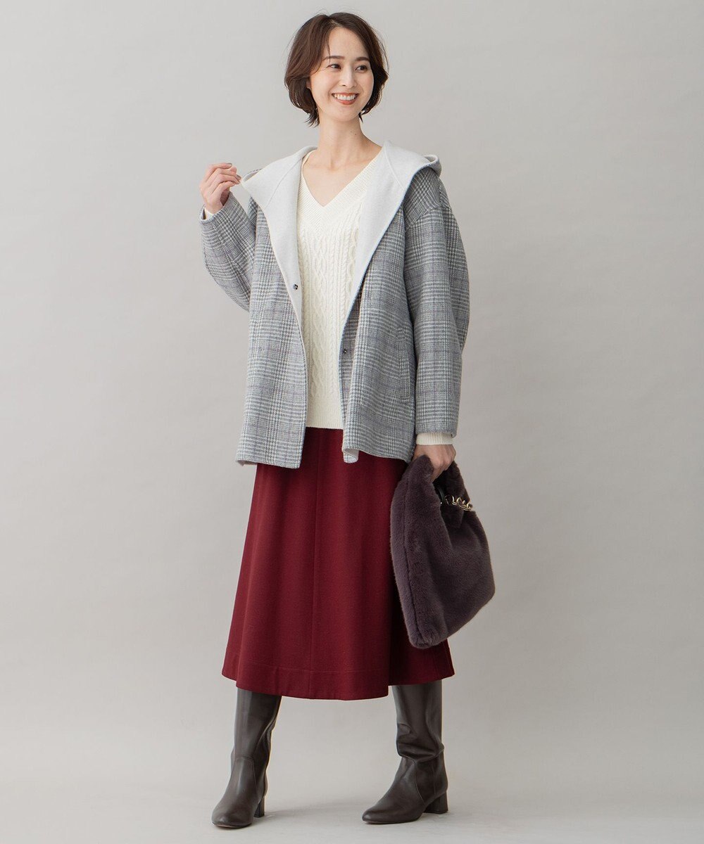 自由区 【リバーシブル】ウールリバー フード付きショートコート 