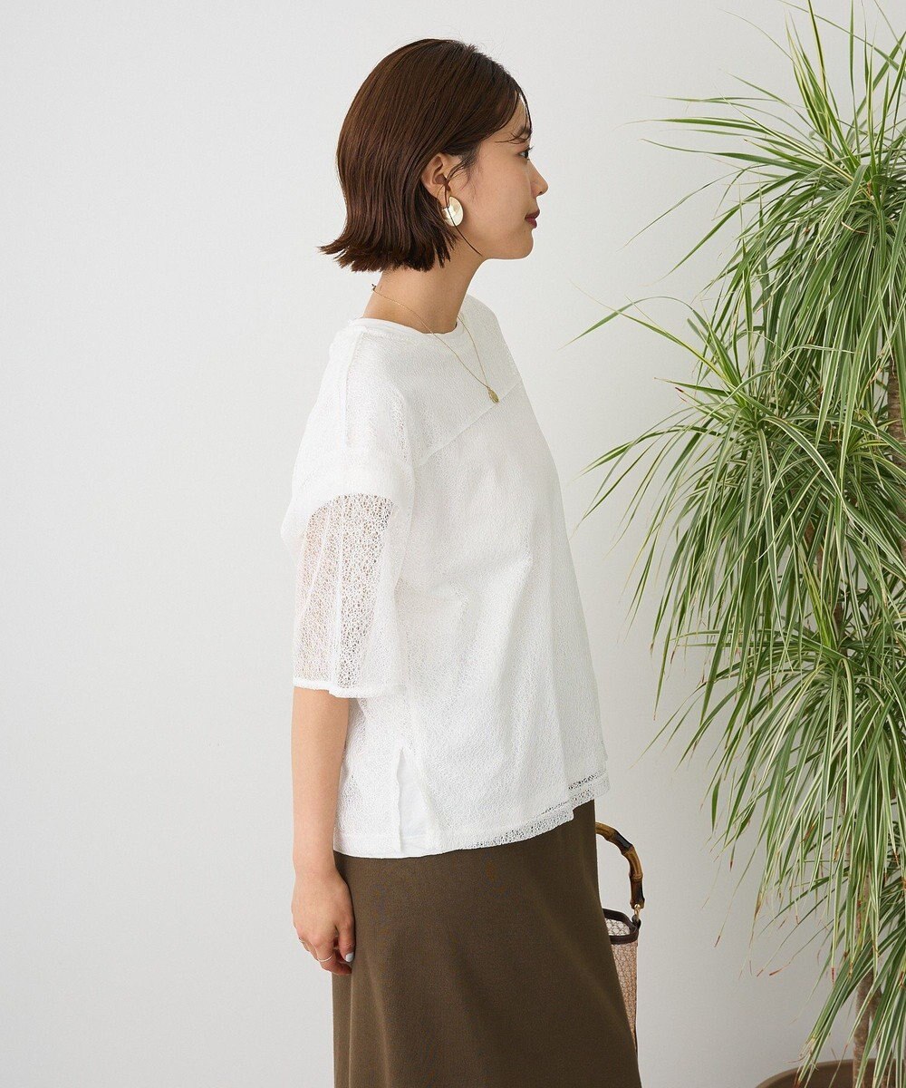 CRAFT STANDARD BOUTIQUE レースワイドTブラウス 