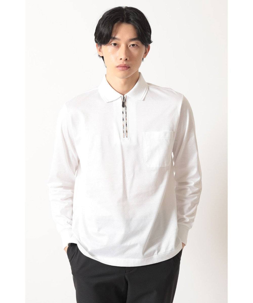 DAKS チェックプラケット ジップアップポロ 