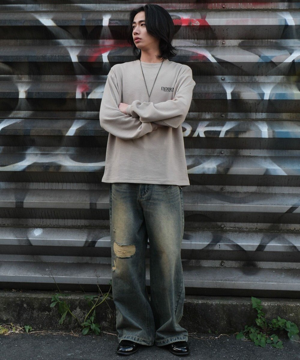 WEGO スーパーバギーダメージデニムパンツ 