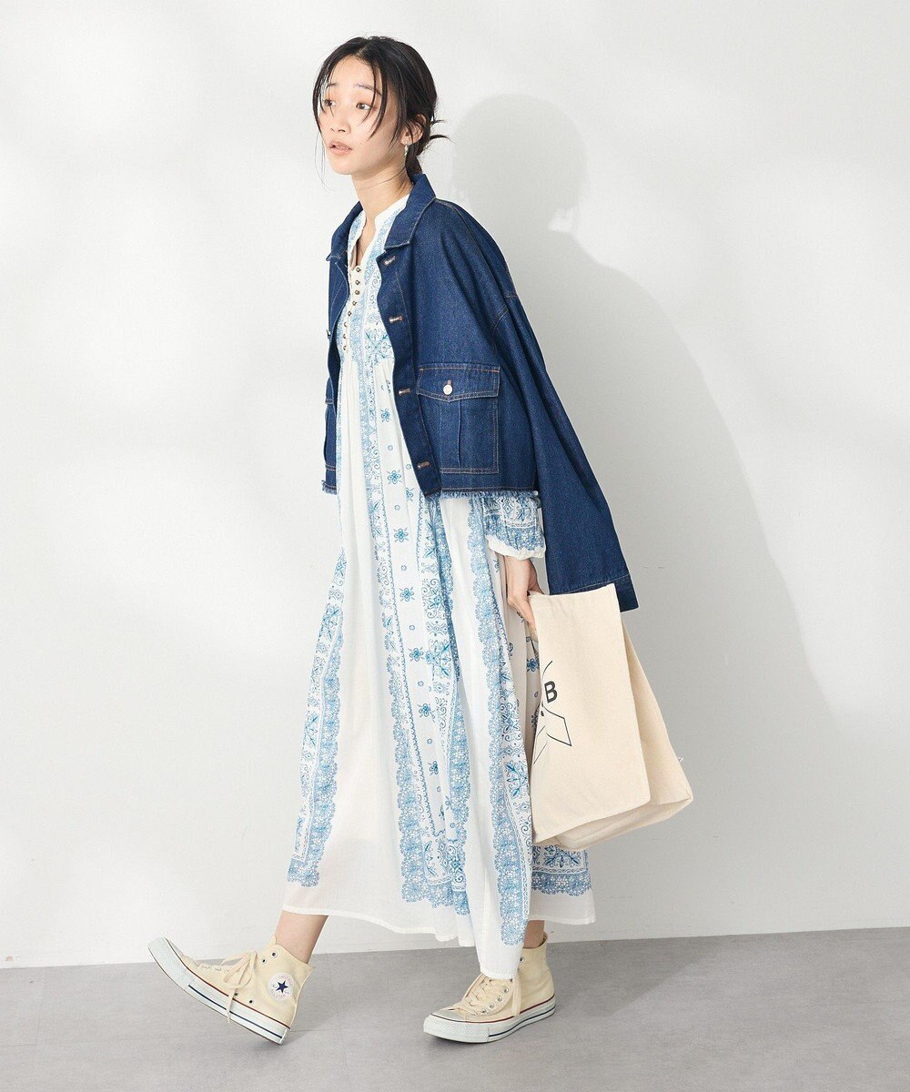 CRAFT STANDARD BOUTIQUE インド綿パネル柄ウエスト切り替えボリュームワンピース 