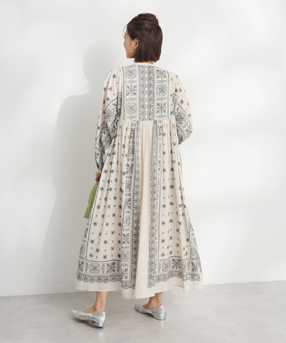 CRAFT STANDARD BOUTIQUE インド綿パネル柄ウエスト切り替えボリュームワンピース 