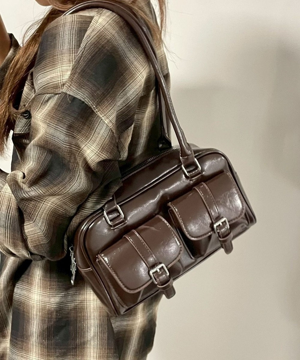 WEGO ベルト2ポケットデザインボストンバッグ 