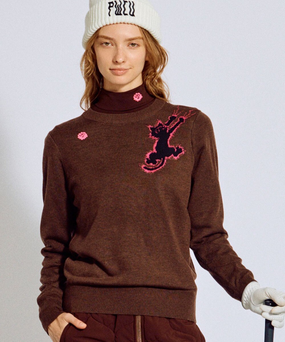 PW CIRCULUS 【WOMEN】Spark cat クルーネックニット ゴルフウェア レディース 