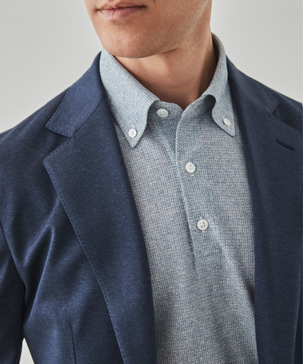 GOTAIRIKU 麻混・襟しっかり【洗える/通気性】ノルマンディーリネン ボタンダウンポロシャツ(25年モデル) 