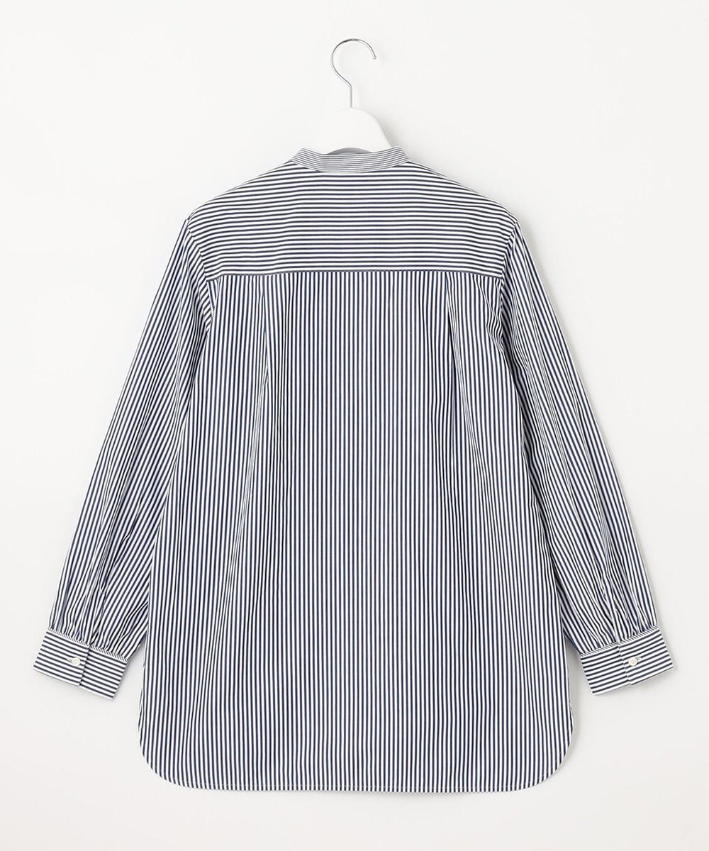 J.PRESS LADIES 【洗える】 コンパクトコットン ストライプ バンドカラー ブラウス 