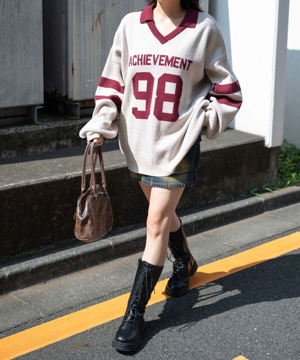 WEGO ナンバリングジャガードニット 