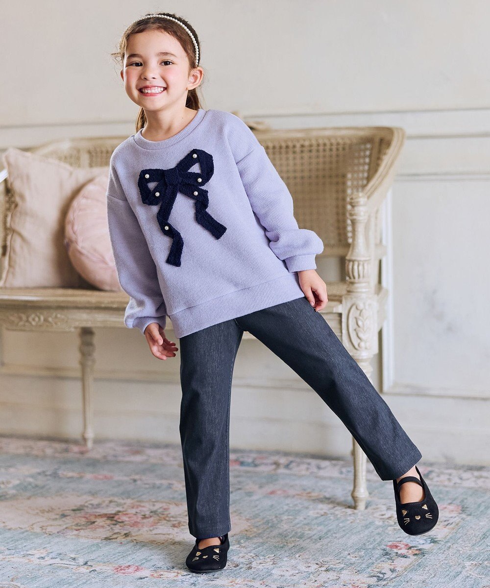 ANY KIDS リボン ニットソー トレーナー 