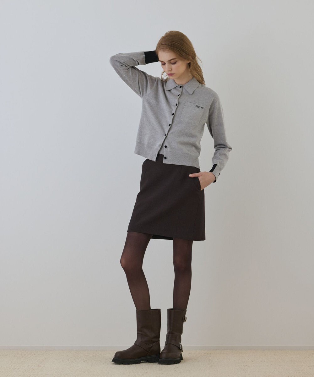 GRACE CONTINENTAL バイカラーロゴニットカーディガン 