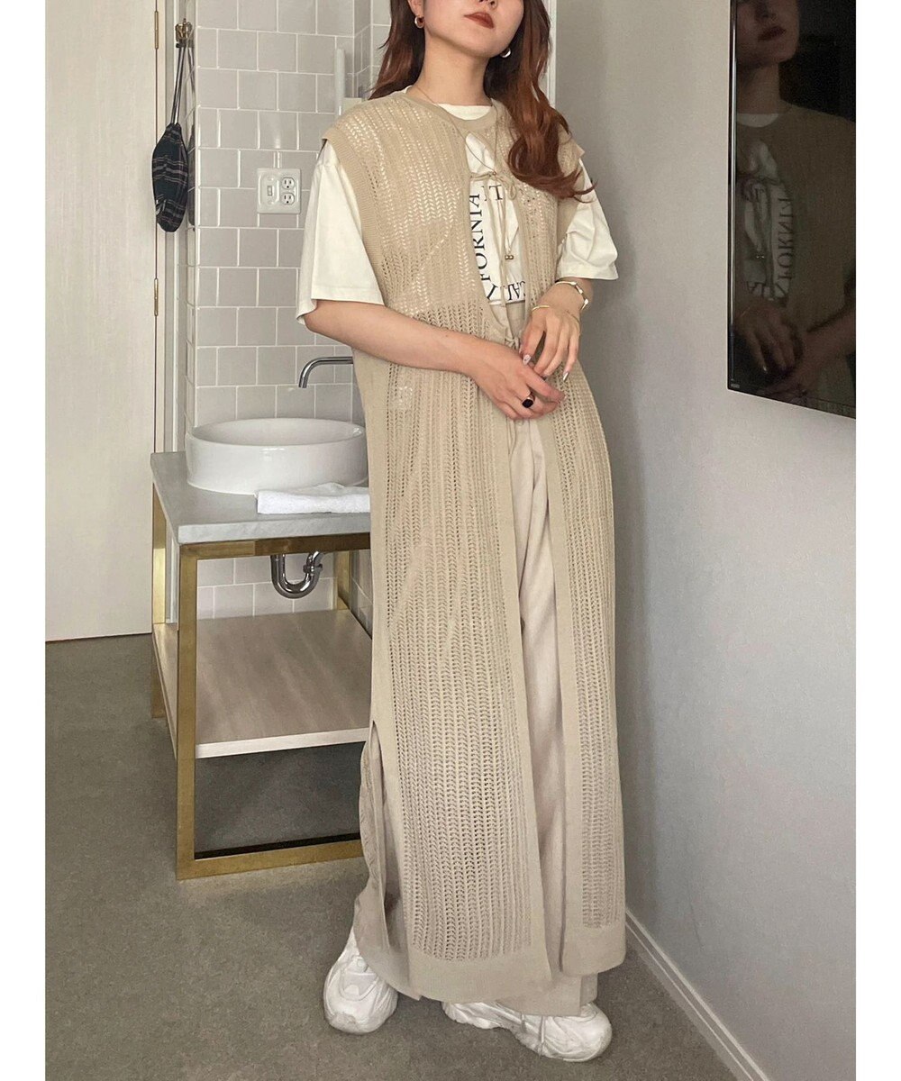 Green Parks 前後２Ｗａｙ　透かし柄ニットワンピース 