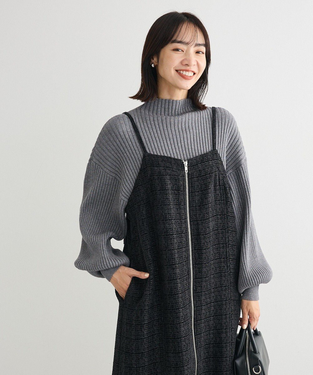 Green Parks フロントＺＩＰツイードキャミワンピース 