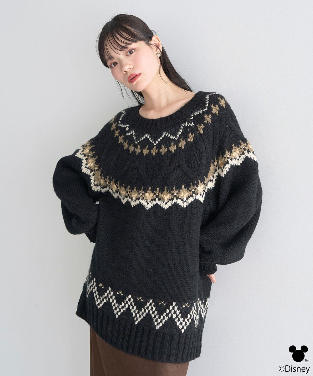 earth music&ecology 【予約】Disney/ミッキー刺繍ノルディックニットチュニック 