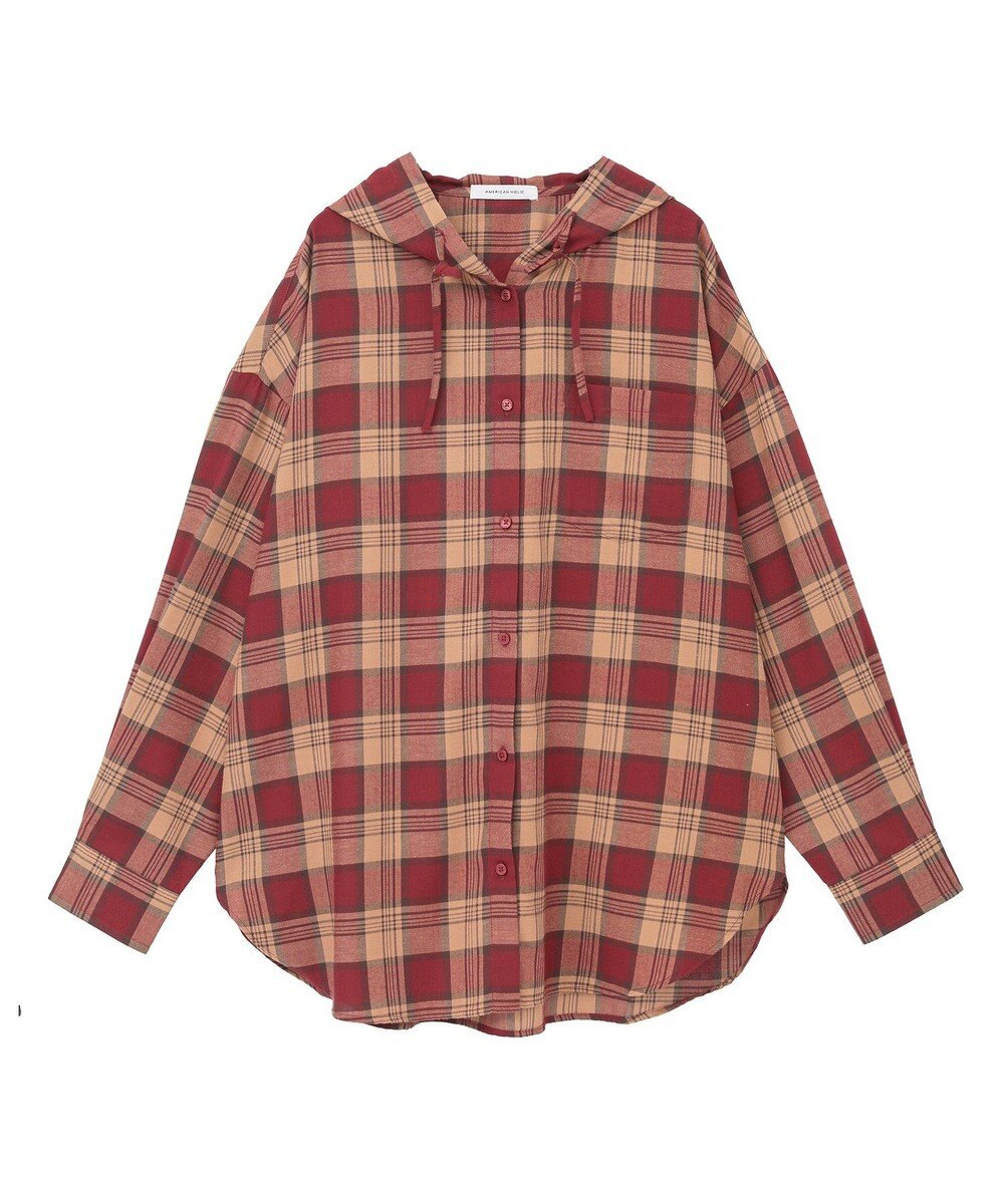 AMERICAN HOLIC チェックフードシャツ 