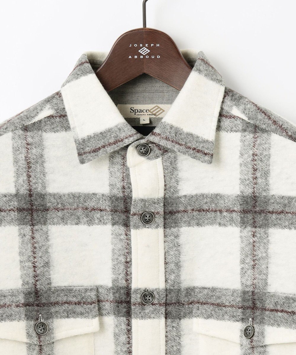 JOSEPH ABBOUD MOUNTAIN 【SPACE／UNISEX】フランネルジャージーブロック シャツ 