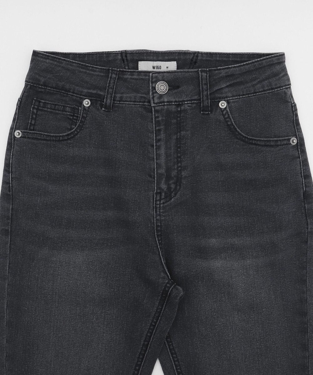 WEGO レースアップフリンジストレッチフレアデニムパンツ 