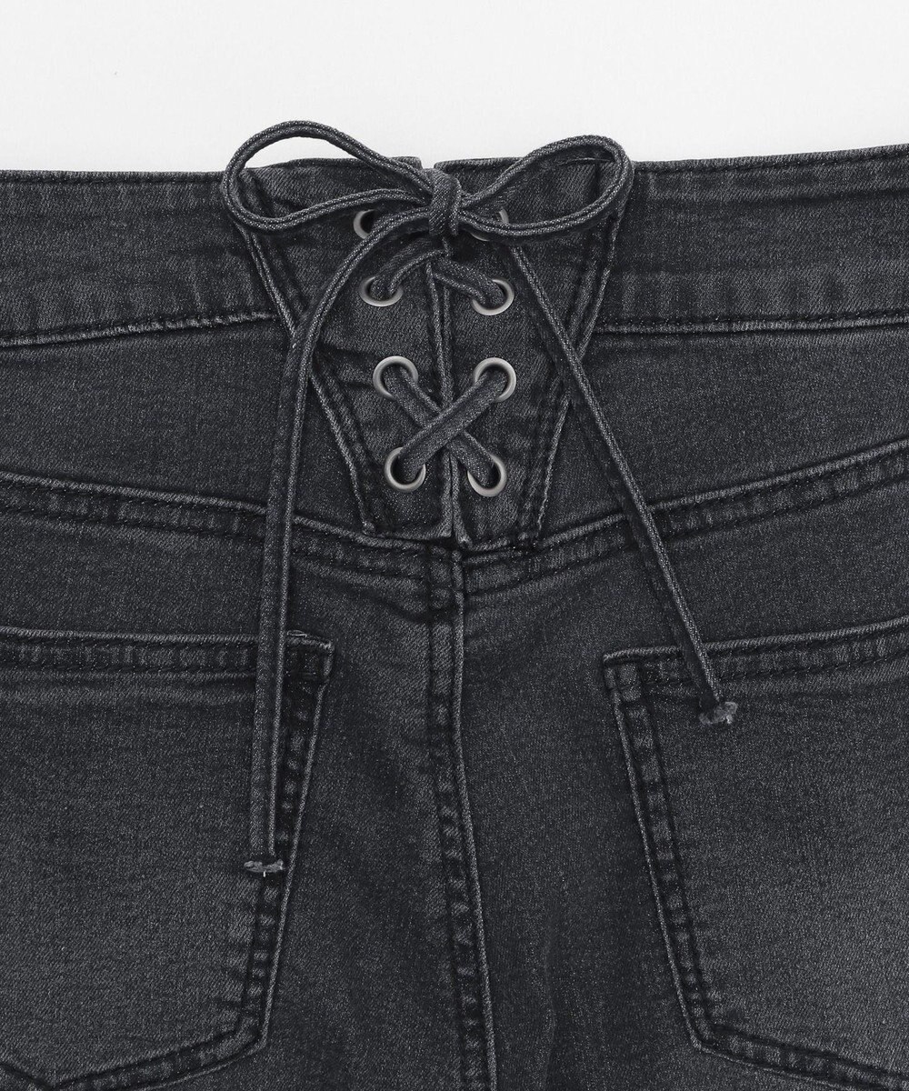 WEGO レースアップフリンジストレッチフレアデニムパンツ 