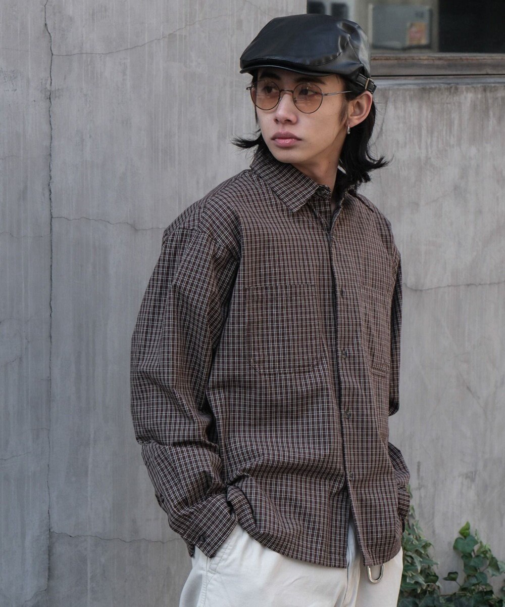 WEGO ミニマムチェックショートシャツ（LS） 