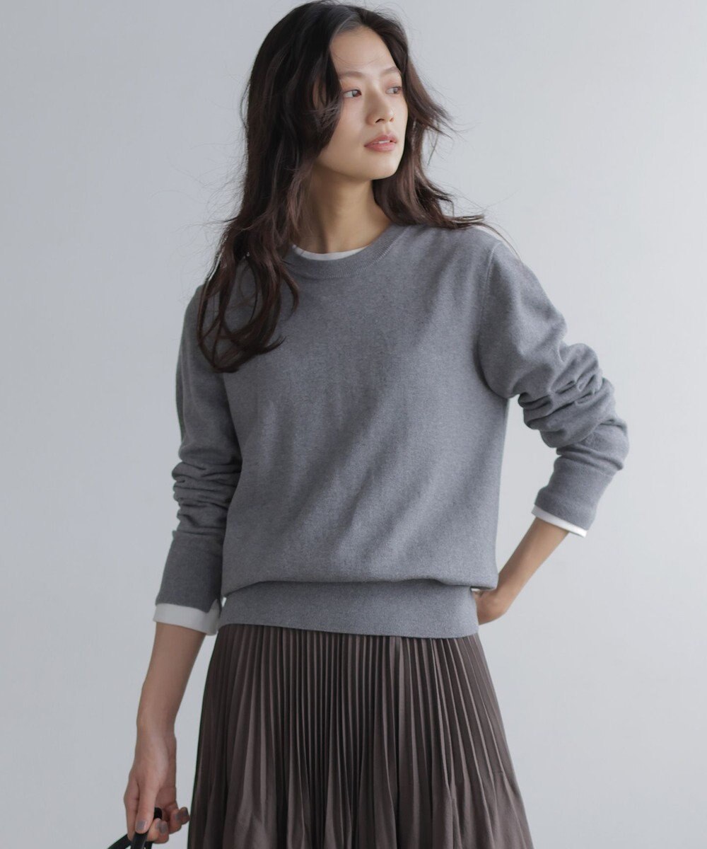 組曲 S 【加藤ローサさん着用】コットンカシミヤMIX刺繍入りニット 