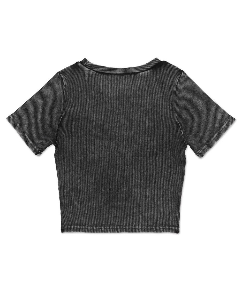 WEGO ヴィンテージウォッシュワンポイントリブT 