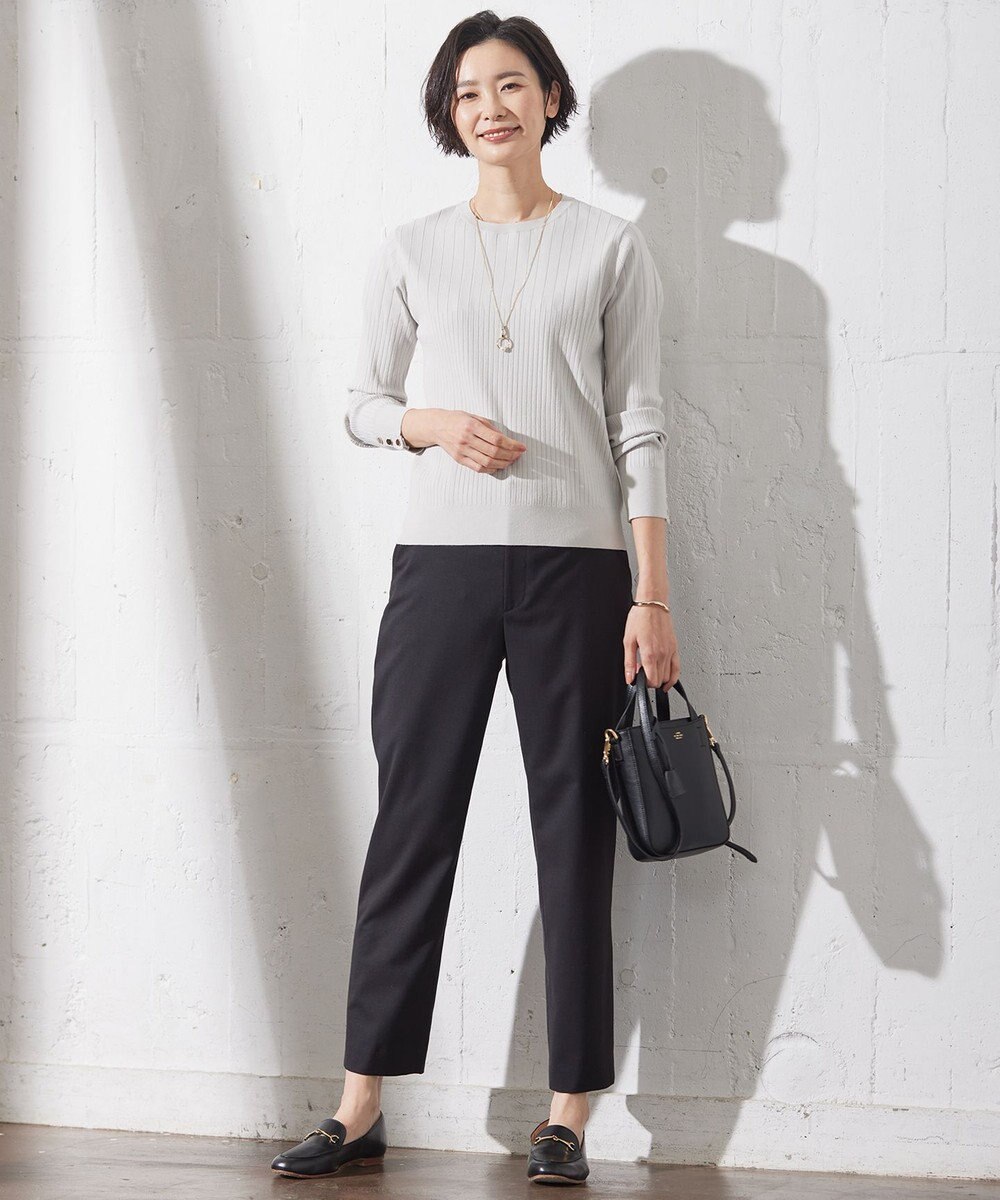 J.PRESS LADIES 【洗える】RAYON STRETCH PLAIN クルーネック ニット 