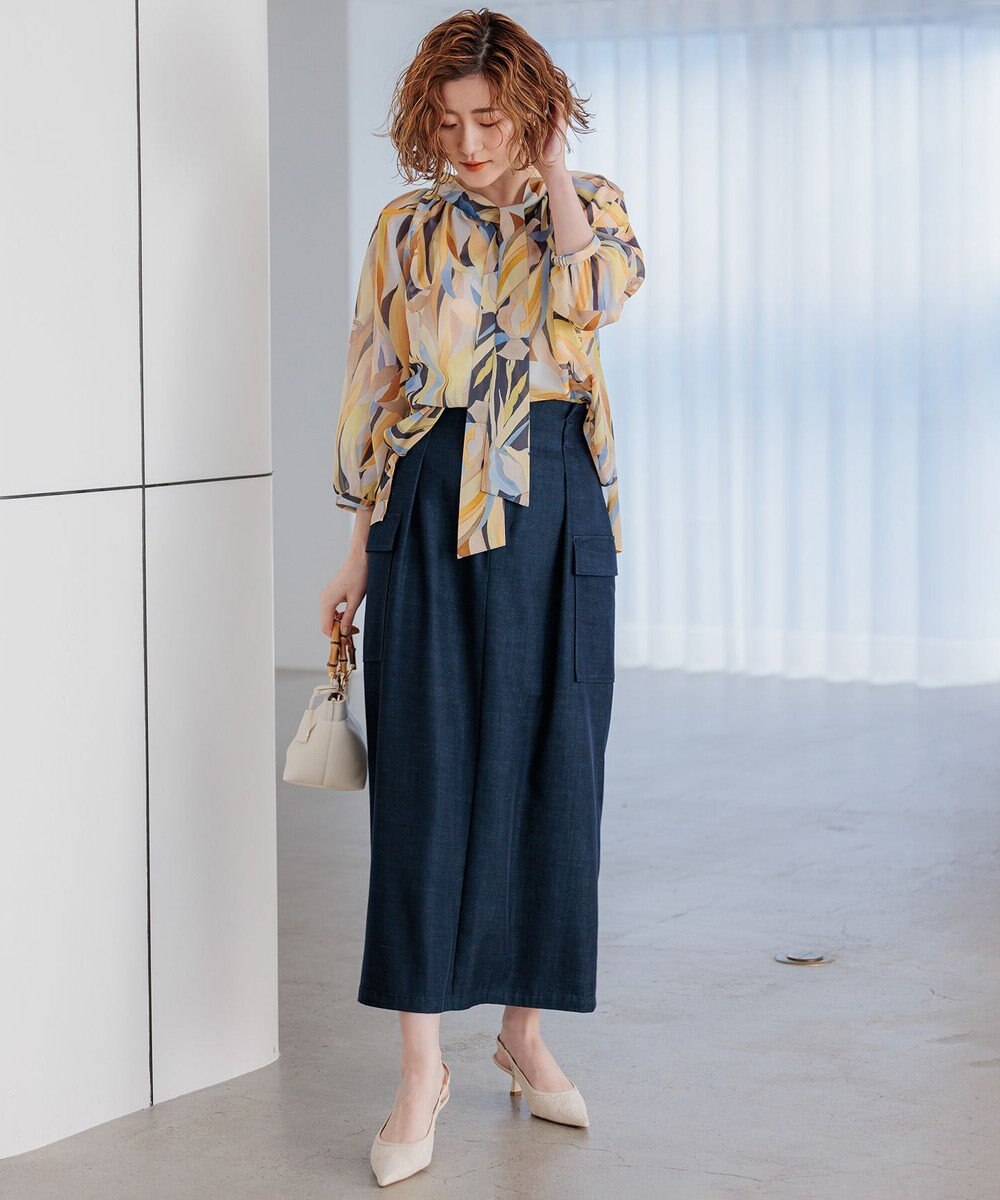 23区 【洗える】デニムライクシャンブレー Iライン スカート 