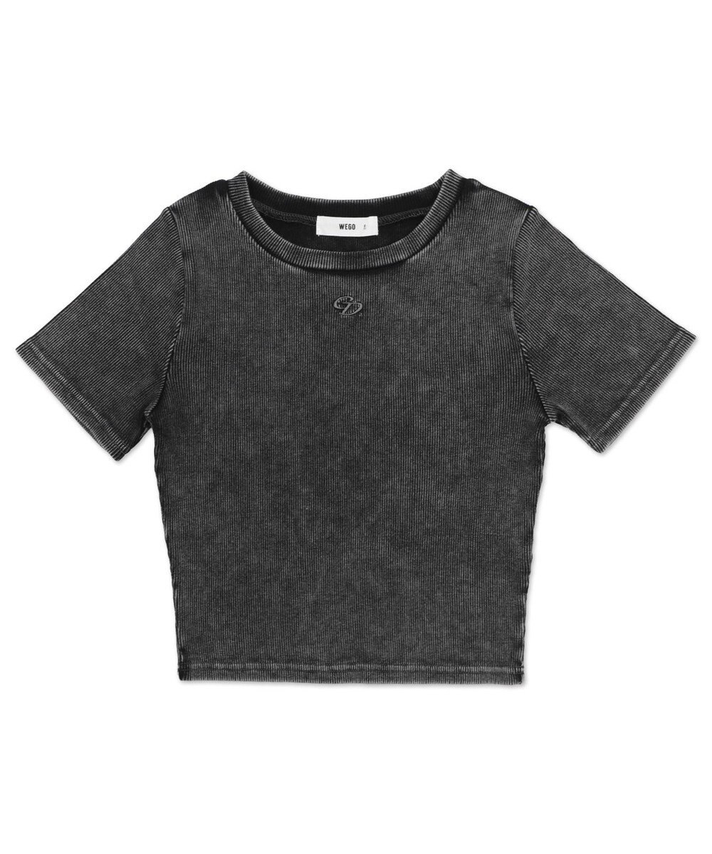 WEGO ヴィンテージウォッシュワンポイントリブT 