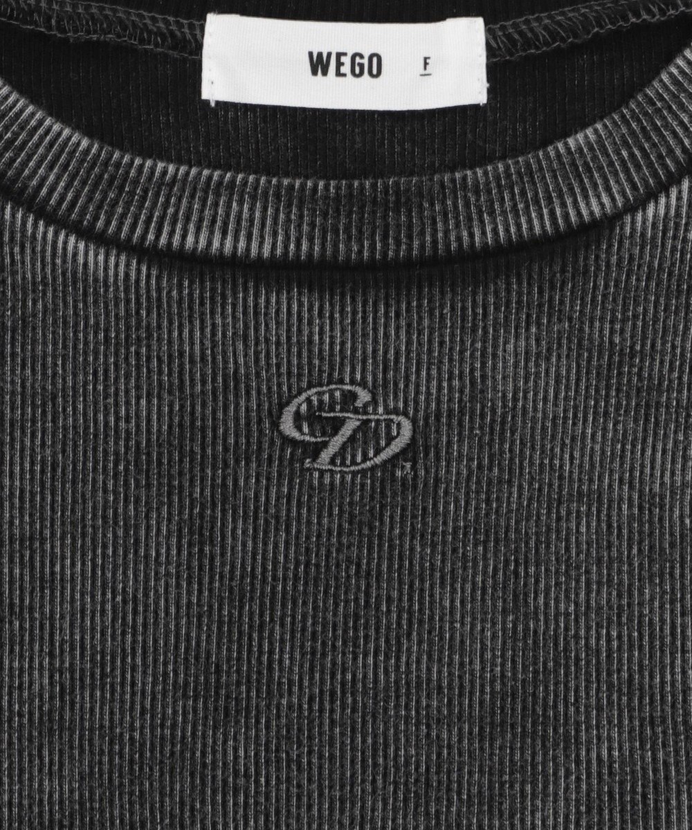 WEGO ヴィンテージウォッシュワンポイントリブT 