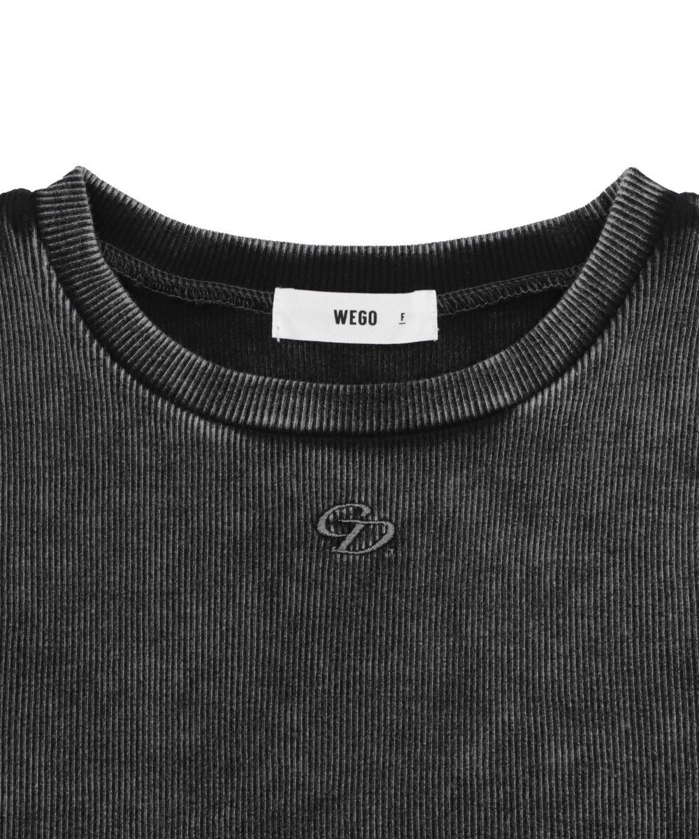 WEGO ヴィンテージウォッシュワンポイントリブT 