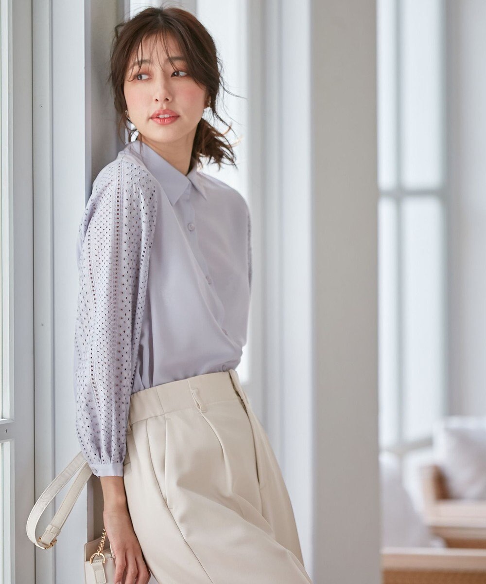 ANY SIS 【洗える】エンブロイダリースリーブ ブラウス 