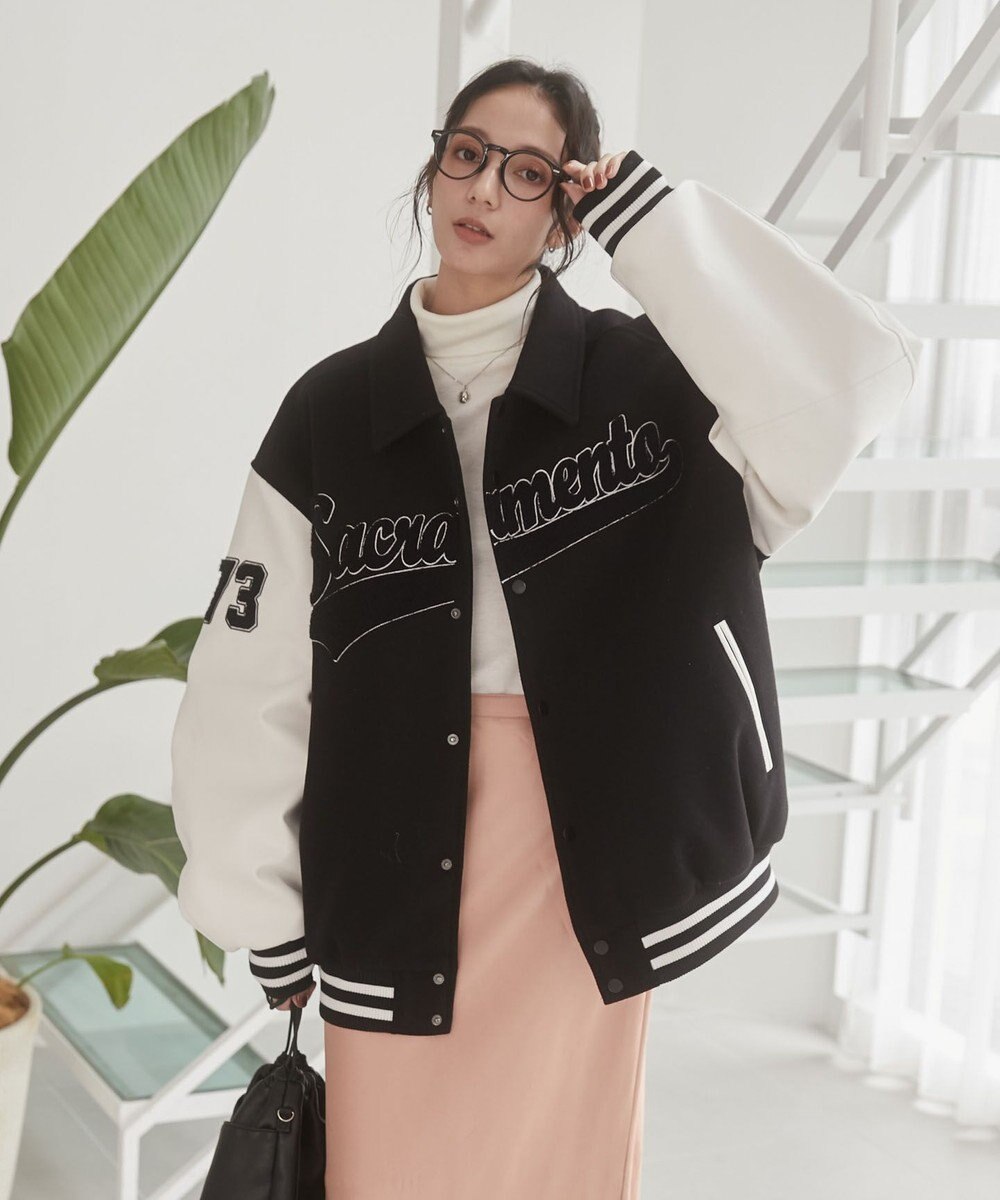 WEGO 【ユニセックス着用ITEM/SMLサイズ展開】メルトンワッペンスタジャン 