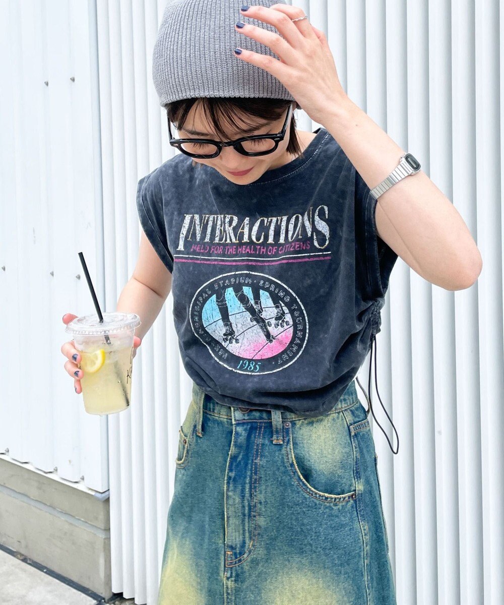 WEGO ヴィンテージウォッシュドロストデザインT 