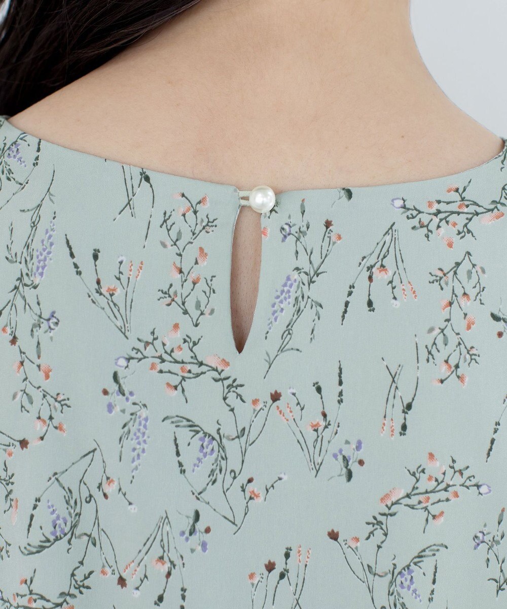 Tiaclasse L 【洗える】花柄Vネックブラウス 