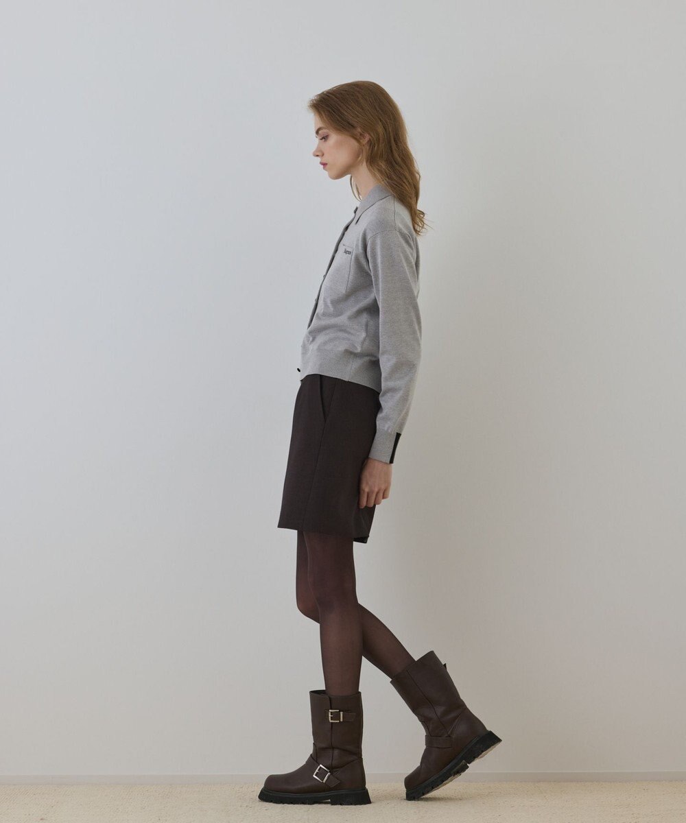 GRACE CONTINENTAL バイカラーロゴニットカーディガン 