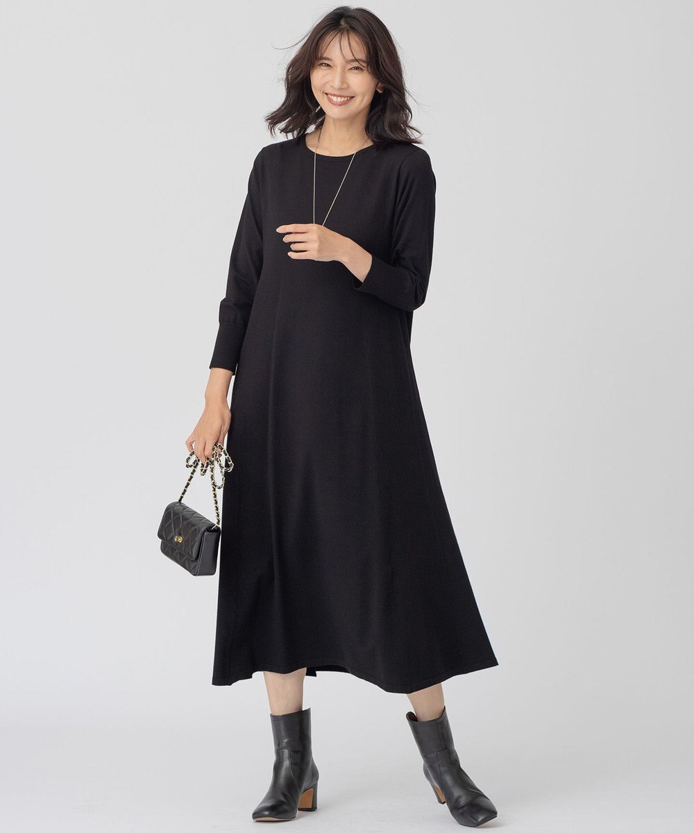 23区 ヴィスコースストレッチ ニット フレア ワンピース 