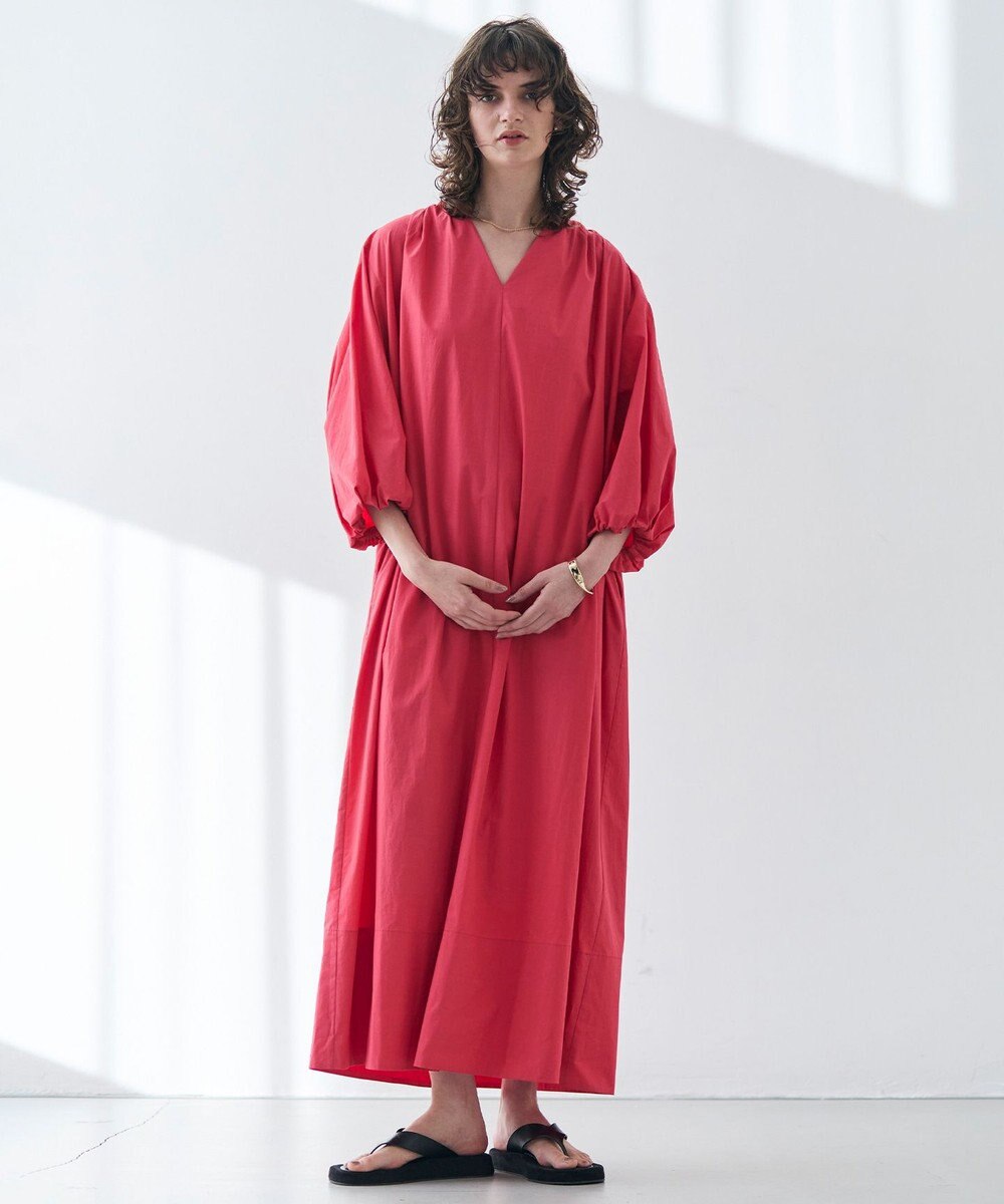 BEIGE， 【洗える】MALLOW / コットンパフスリーブマキシドレス 