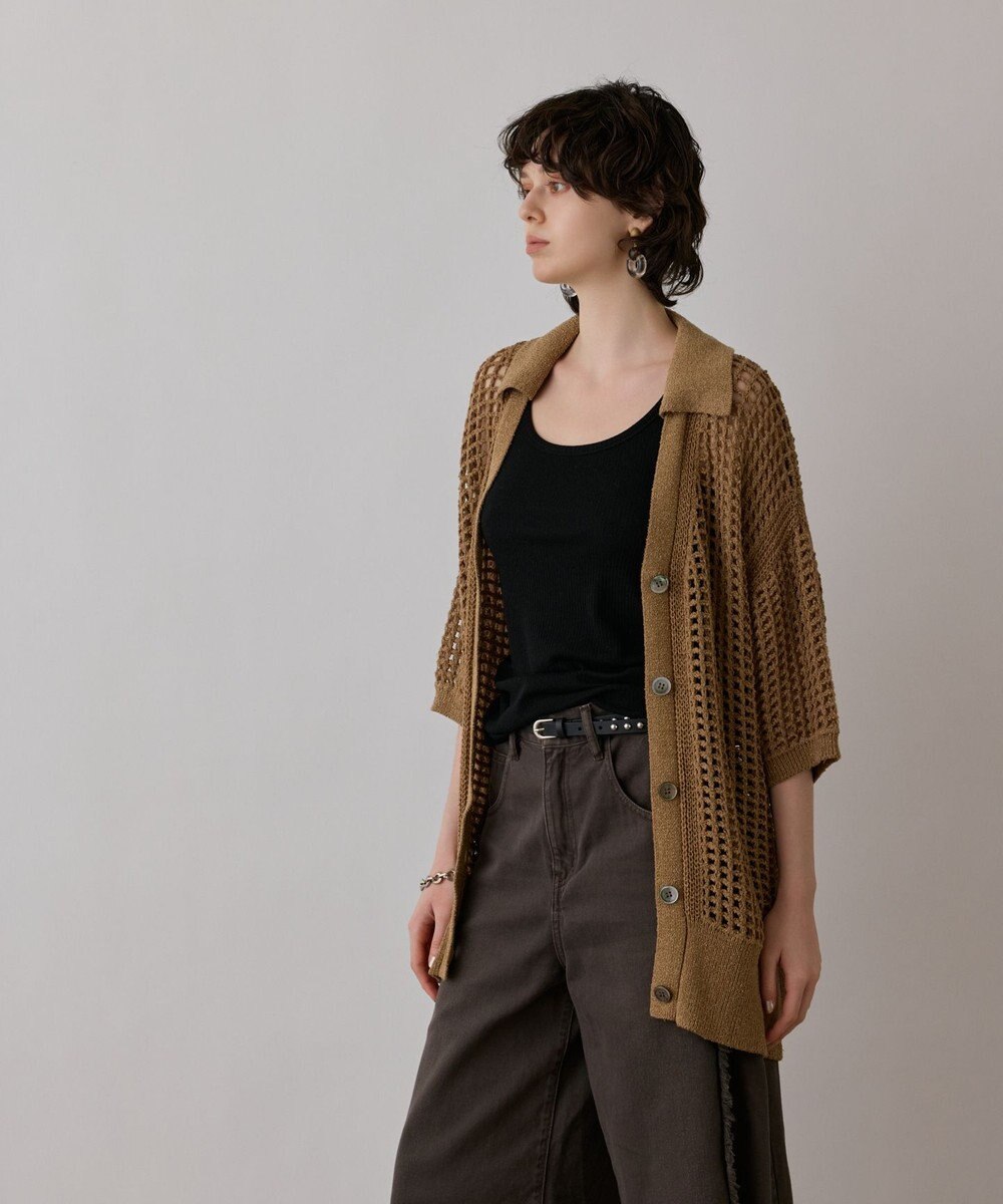 GRACE CONTINENTAL メッシュスキッパーニットカーディガン 