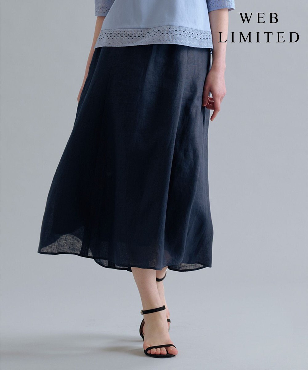 J.PRESS LADIES 【WEB限定・セット着用可】リネン フレア スカート 