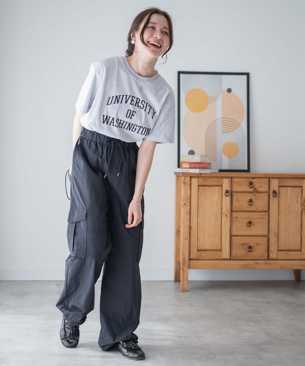 WEGO 【ウエストゴム】ナイロンイージーワイドカーゴパンツ 