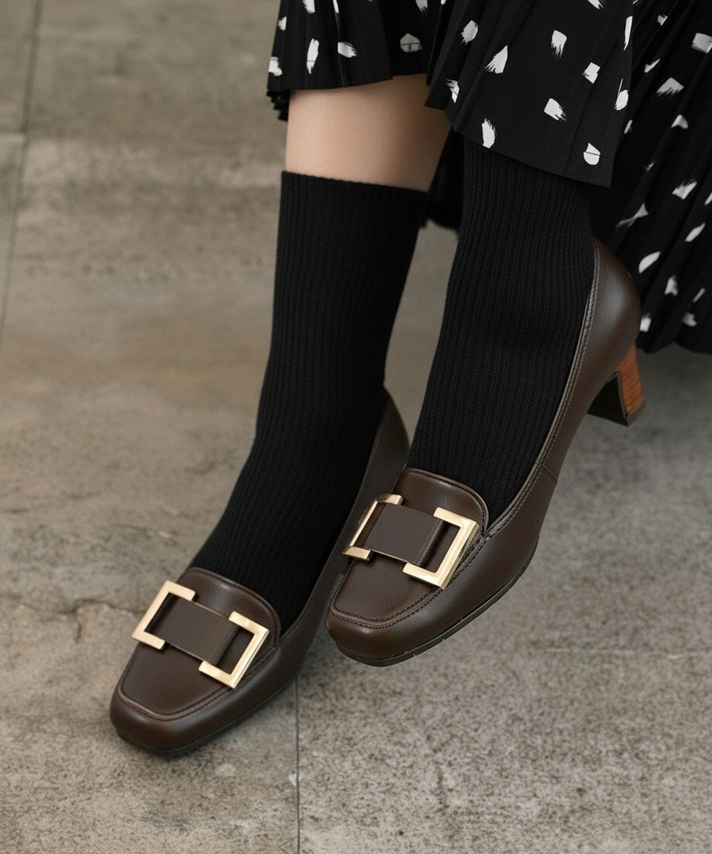 Pointer 日本製 本革バックルパンプス 