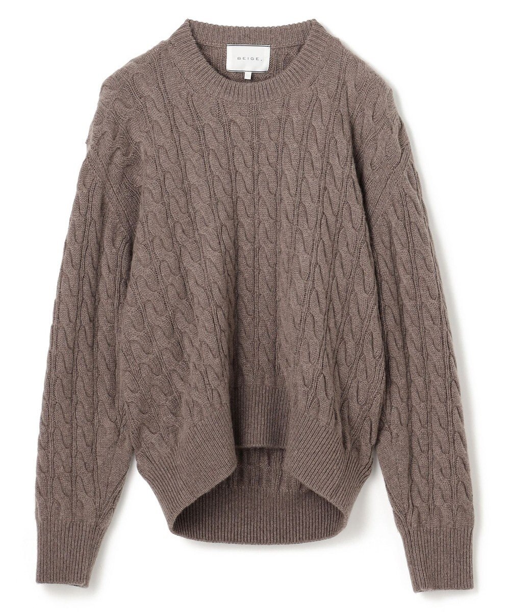 BEIGE， 【洗える】SEDONA / ウールカシミヤケーブルニット 