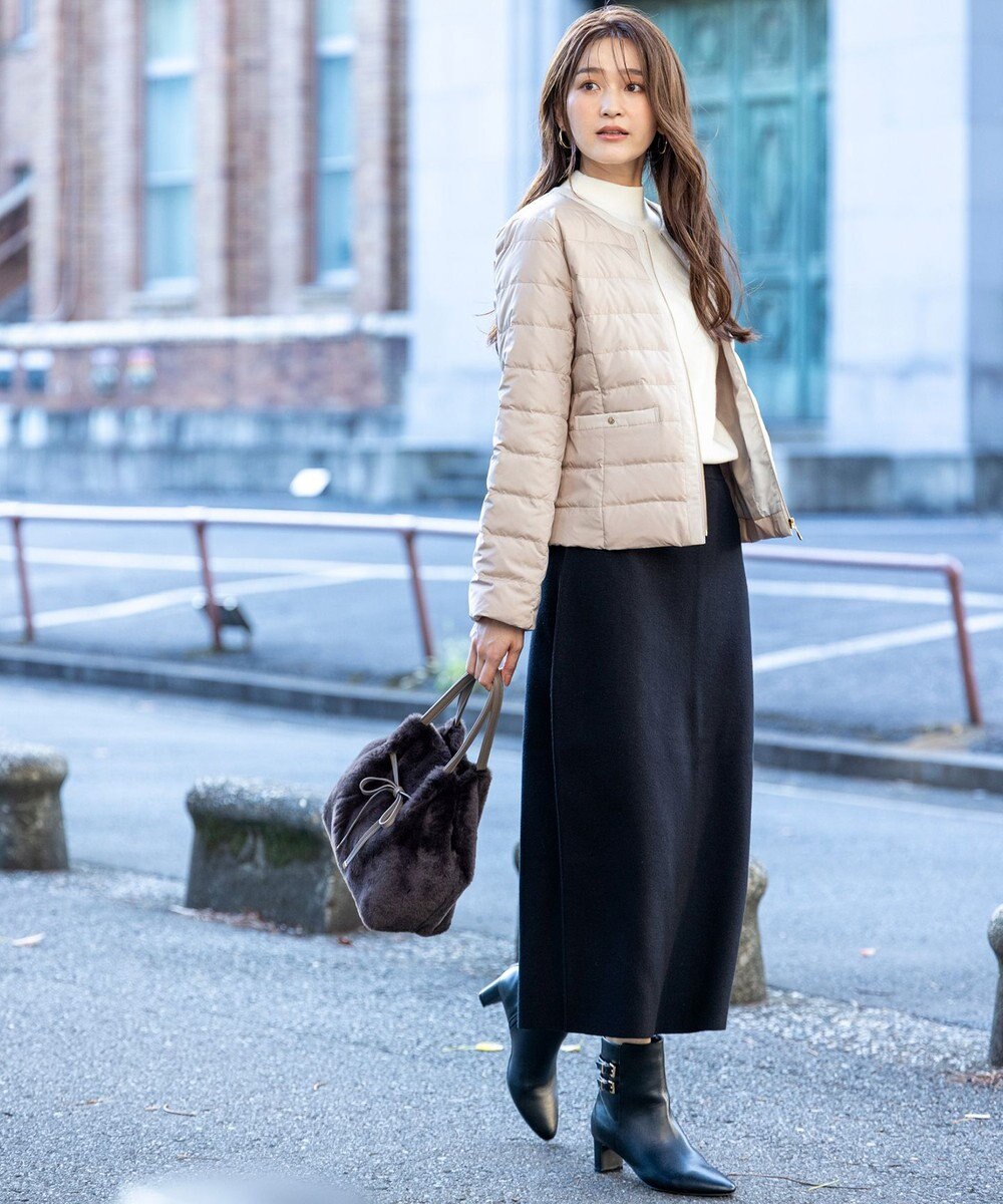 ANY SIS 【2WAY】ノーカラーダウン ジャケット 