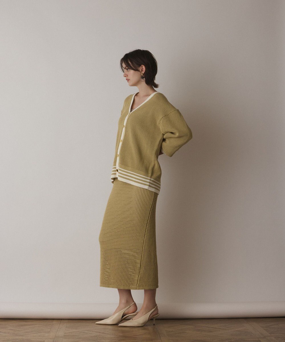 GRACE CONTINENTAL メッシュラインニットカーディガン 